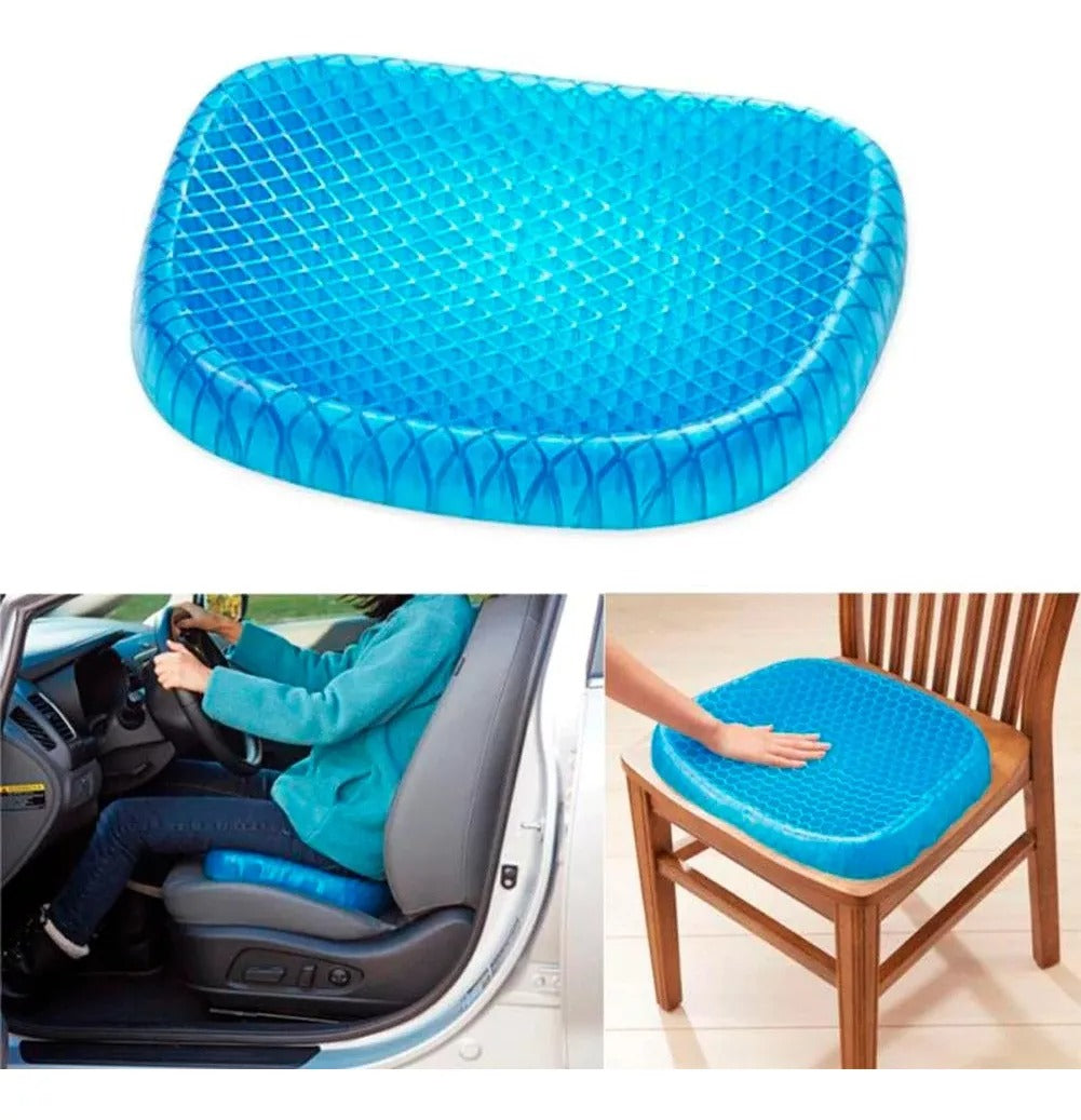 🪑 ¿Tu silla se vuelve incómoda con el paso de las horas? Disfruta una sensación más fresca, cómoda y estable con el Cojín de Gel Ergonómico. ✨