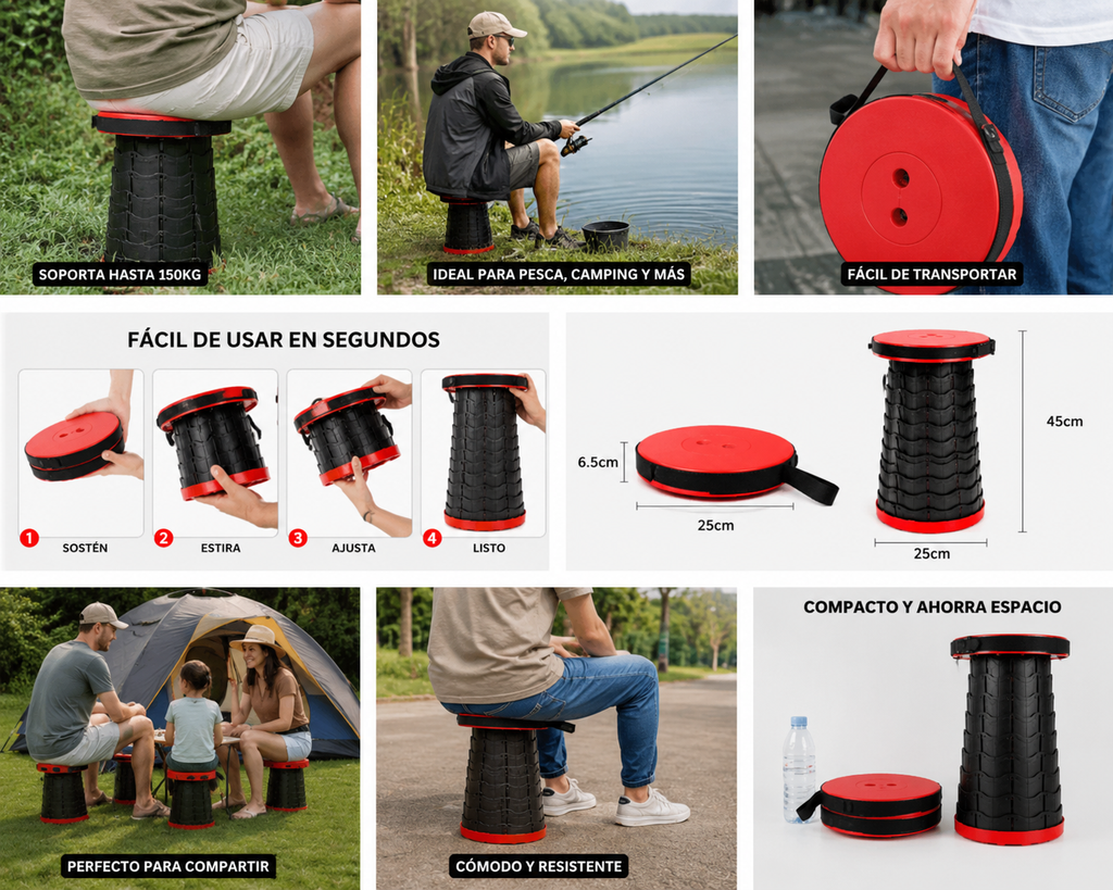 🪑Silla Plegable Ajustable Portátil | Resistente, Compacta y Fácil de Transportar✨