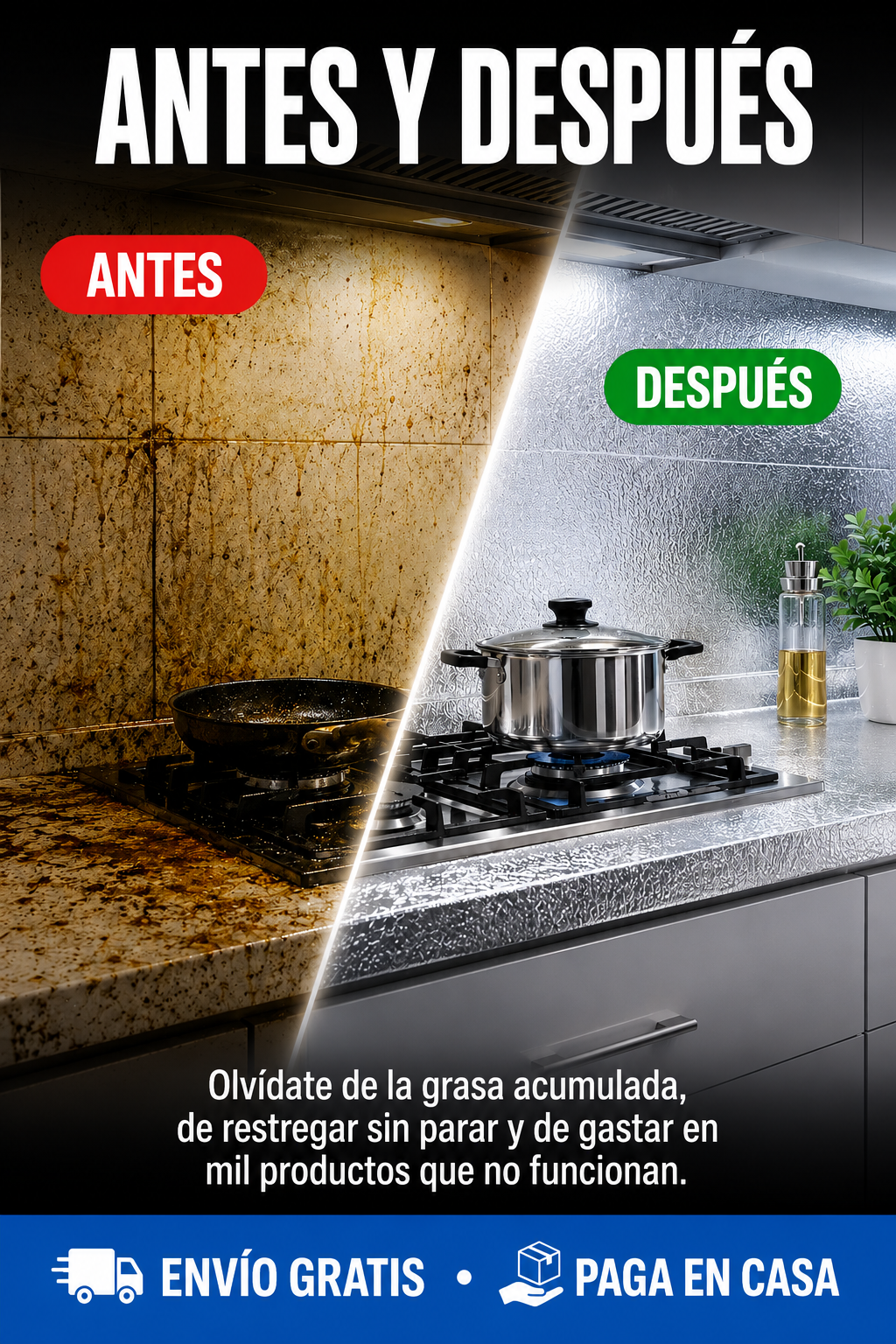 ✨✨✨¡Deja de perder horas limpiando grasa difícil y protege tu cocina con una superficie fácil de limpiar, moderna y renovada! | 🔥 Compra 1 y Lleva 2